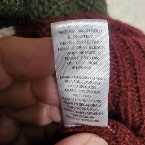 Cute Slouchy Fringed Green Camel White and Maroon Long Sleeved Sweater Size 3X - Picture 6 of 15